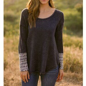 American Able Boho Chic Long Sleeve Knit Ethnic Cuff Thermal Top size M Western
